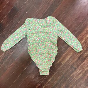 Cat & Jack Floral Long Sleeve Bodysuit - Pink and Green